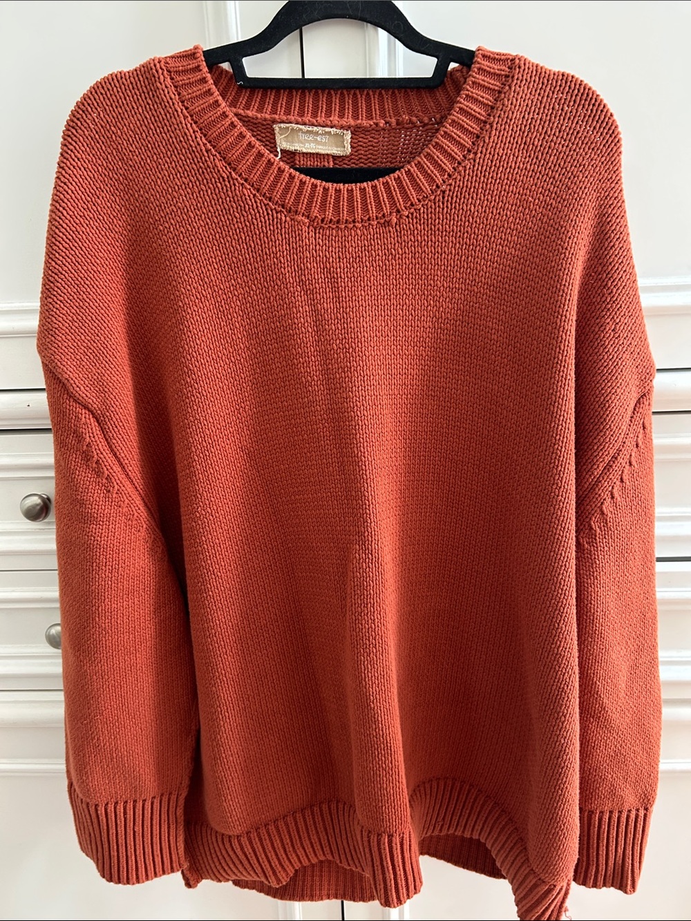 Free People Cozy Oversized Rust Knit Sweater in EUC